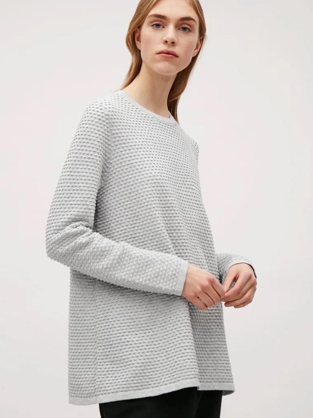 COS Textured Raised Stitch Gray Crewneck Sweater – Size Small